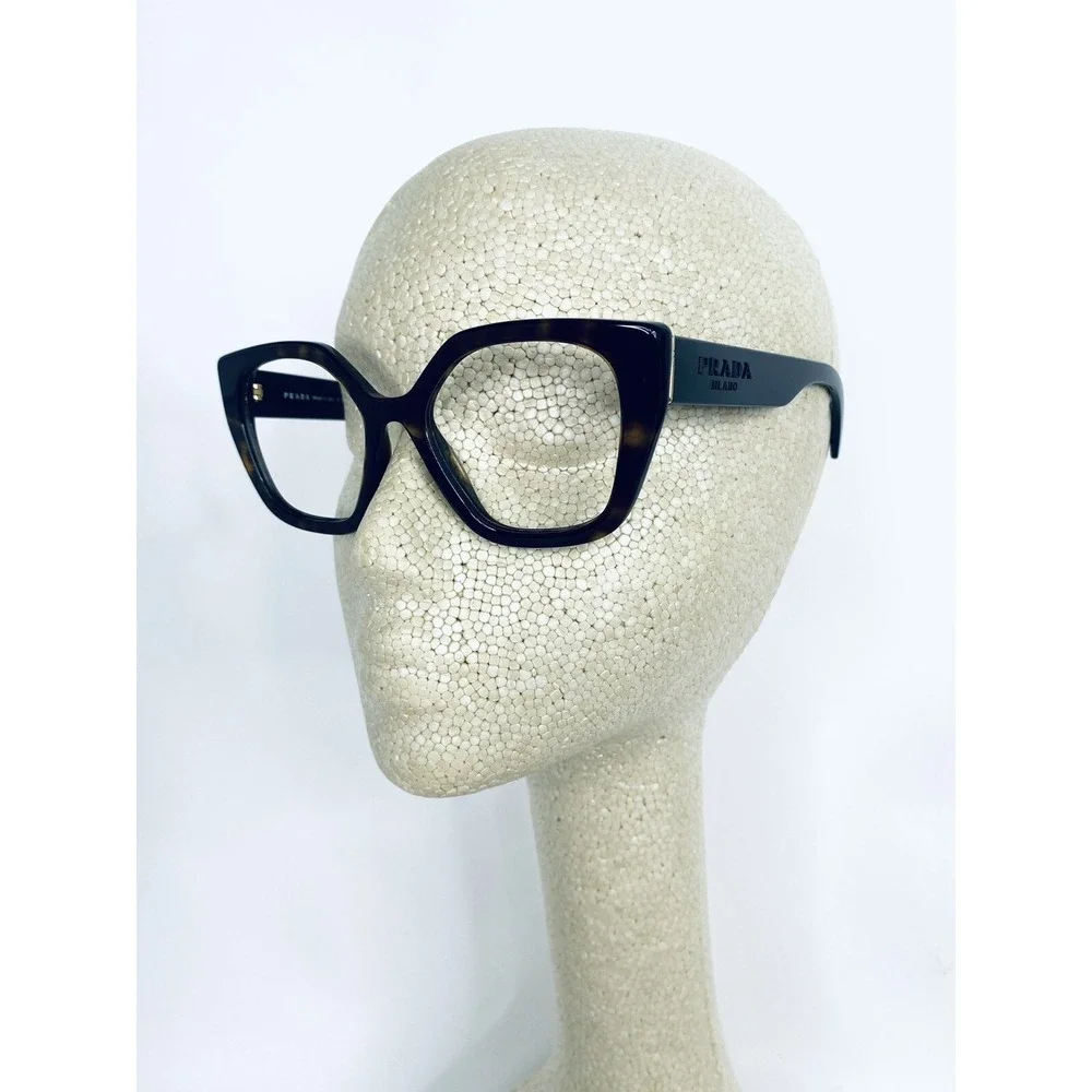 Prada Brown Tortoise Black Cat Eye Glasses Italy SPR24X 2AU-6S1 52 18 140